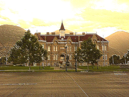 Brigham Young High School campus alpenglow