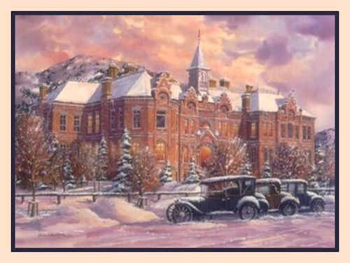 Brigham Young High School Building Winter Scene