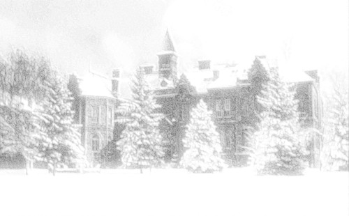 Brigham Young High School Blanketed in Snow