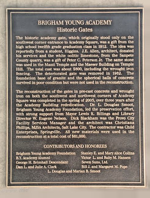 BYA Historical Gates Plaque