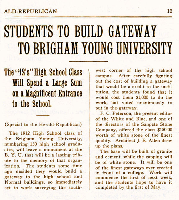 Brigham Young High School Class of 1912 - Gate