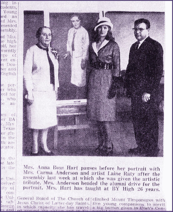 News Clipping Re:Anna B. Hart PortraitBYH