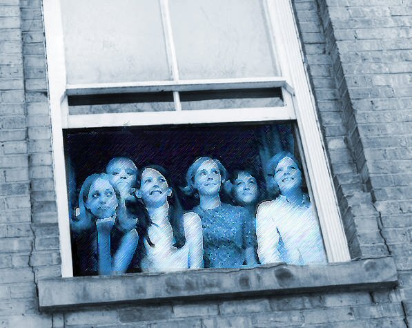 Students stand in Brigham Young High Windows