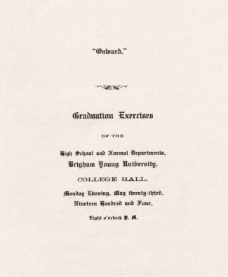 Brigham Young High School 1904 Grad Program 2