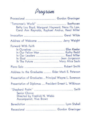 BYH Class of 1952 Graduation Program 3