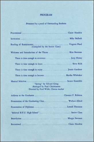 1965 BYH Graduation Program 3