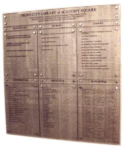 Donors to the Brigham Young Academy Foundation