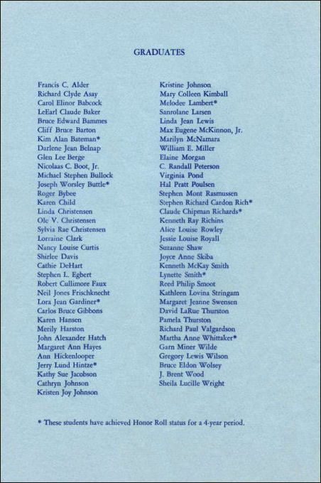 1965 BYH Graduation Program 4 - Names